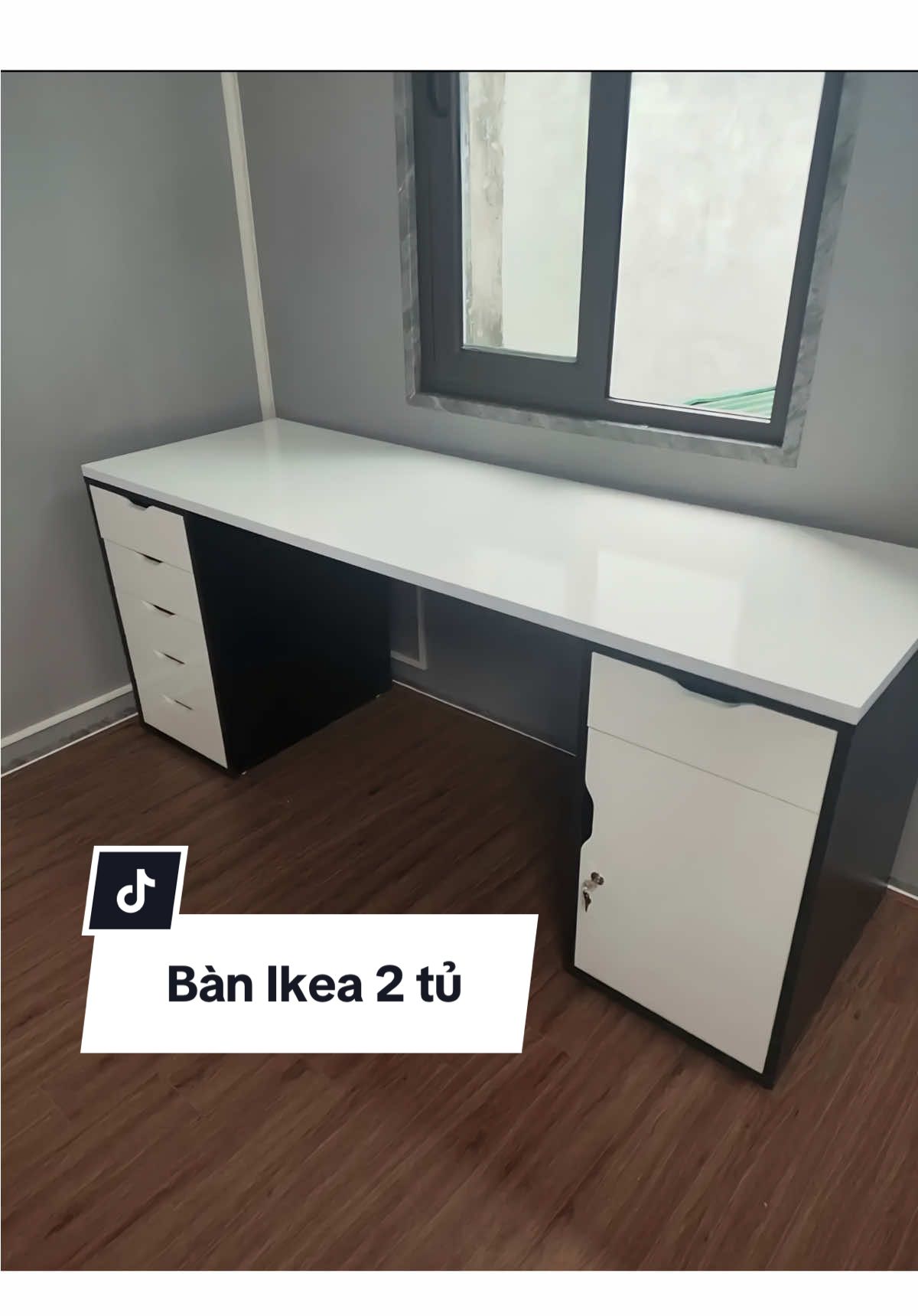 Bàn Ikea 2 tủ phối màu đen trắng trả khách ạ 🥰🥰🥰 cảm ơn khách hàng rất nhìuuu #banhoc #banikea #banlamviec #bangaming #xuhuong @Nghệ Decor 