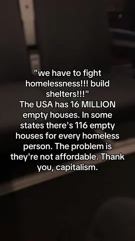 In Germany it's 2 million empty houses, in switzerland 50'000, in canada 1.3 million. Most countries have enough housing. #housing #capitalism #politics #antifascist #wirtschaft 