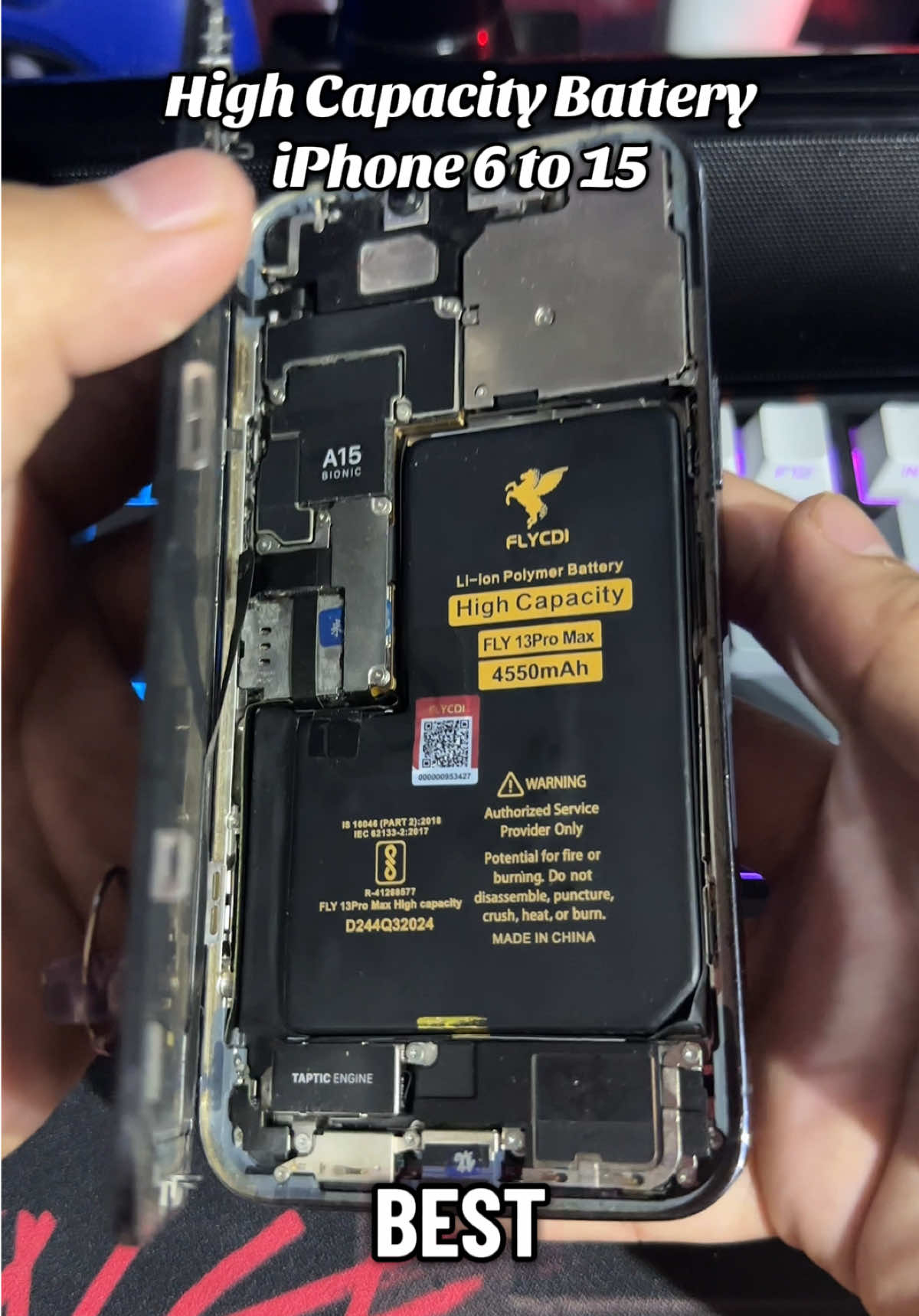 Iphone battery replacement. #iphonebattery #flycdibatteryforiphone #iphonebatterytips #flycdibattery #highcapacitybatteryforiphone 