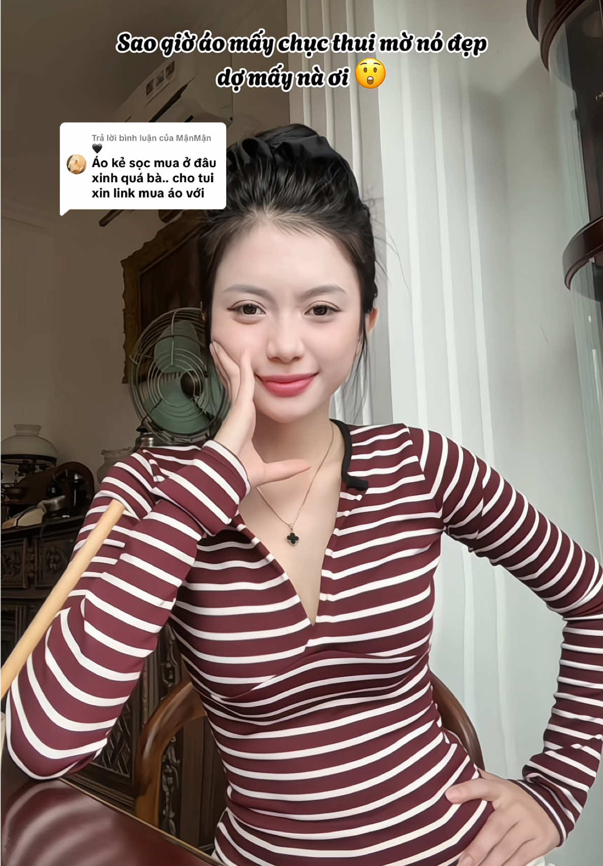 Trả lời @MậnMận🖤 Áo kẻ sọc xinh của bà đây nha,mặc tôn v1 lém lun ý #vanrangkhenh #phoidoxinh #outfit #fyp #aothun 