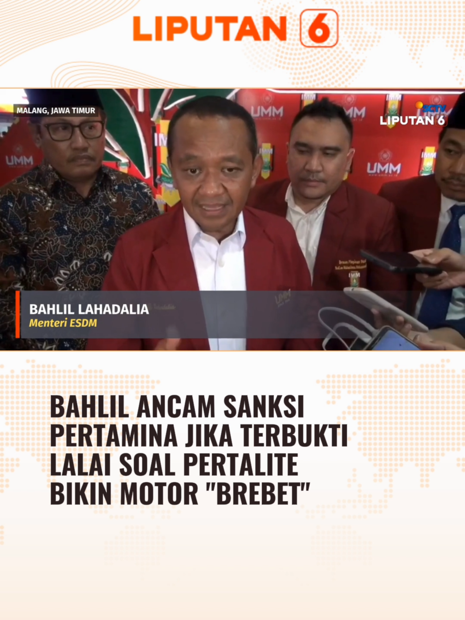 Laporan soal motor yang mogok massal setelah mengisi Pertalite di SPBU belum selesai. Menteri ESDM Bahlil Lahadalia mengaku siap memberikan sanksi tegas jika Pertamina terbukti lalai. #newssctv #liputan6sctv #liputan6 #bahlil #bahlillahadalia #bbm #spbupertamina #foryourinformation #foryourepage #beritatiktok #trending #longervideos #foryourpages