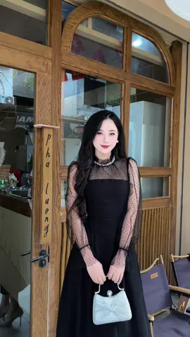 Váy thiết kế phối lưới chấm bi, dáng A xoè dài sang chảnh #vayxinh #Vaythietke #vaythietkecaocap #OOTD #Evii 