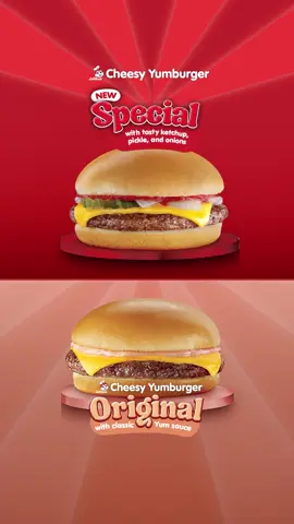 Two irresistible Cheesy Yumburger flavors, the same langhap-sarap patty. ✨🍔 ​ Taste the Original and the Special Cheesy Yumburger and find your bias and bias wrecker today!