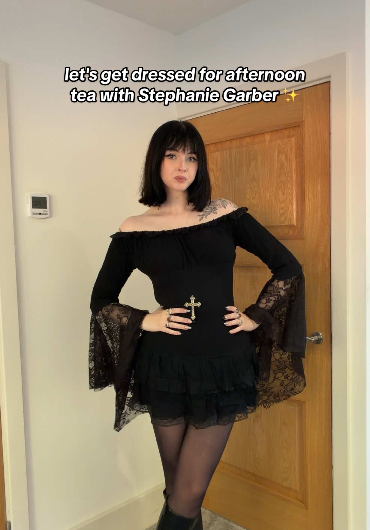 let's get dressed for afternoon tea with Stephanie Garber 🗝️✨ gorgeous dresses from From Me 2 U Clothing (gifted) #letsgetdressed #grwm #OOTD #alternativegirl #gothfashion @FairyLoot @asos @Ask & Embla @Glossier @NYX Professional Makeup @SAMO ONDOH 
