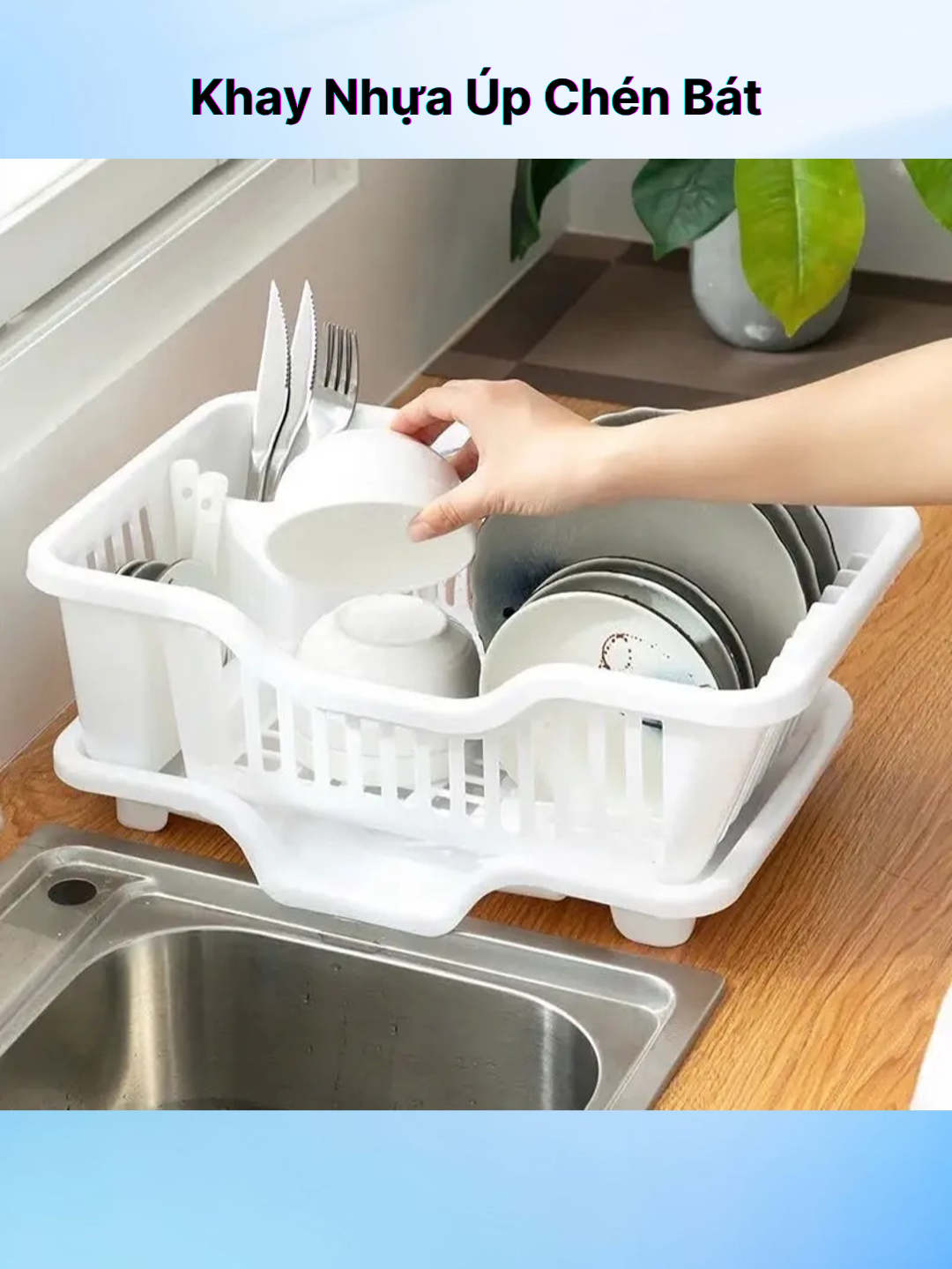 Khay Nhựa Úp Chén Bát Ráo Nước Tiện Lợi - Rổ úp bát đĩa có khay hứng nước #khaydungbat