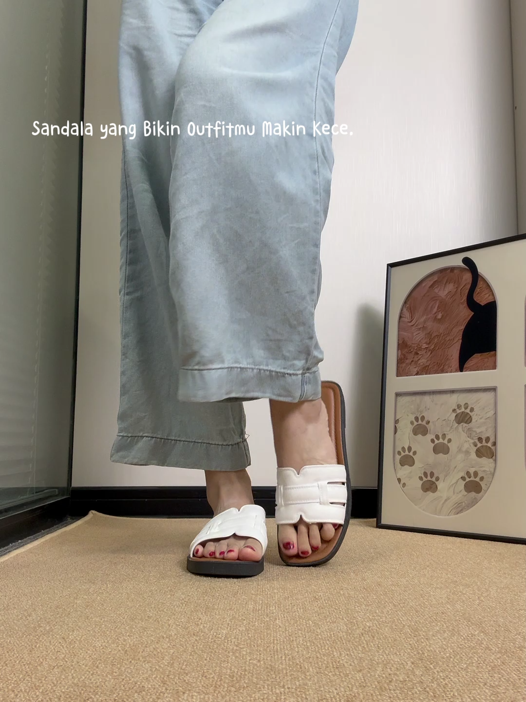 Sandala Flat dengan Sentuhan Artistik.#sandalwanita #sandalselop #tiktokshop #sandalElegan #fyp