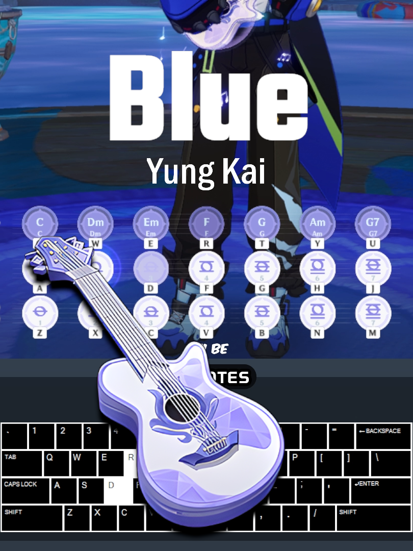 Blue - Yung Kai (Easy) Skirk's Guitar Cover【Genshin Impact】 #GenshinImpact #hoyoverse #yungkai #blue #guitar  #lingeringeuphonia