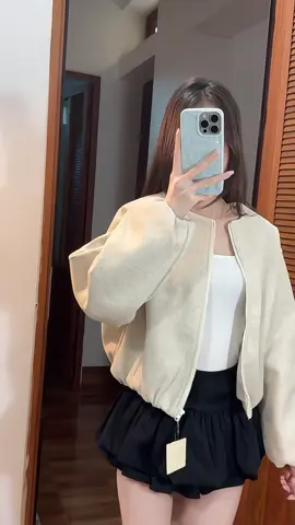 Áo Khoác Dạ Bomber Nữ Dáng Ngắn #thoitrangnu #phoidoxinh #xuhuongtiktok 