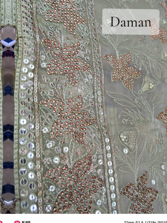 Elite Elegance Presenting Elegant Embroidered Suit  Soft olive green shade with beautiful floral embroidery  Adorned with beads, sequins & fine threadwork — giving it a classy festive look  Comes with embroidered dupatta & dyed trouser  🛍️ Limited stock — order now before it’s gone! #EliteElegance #pakistanifashion #partywear #fashiontok #OOTD