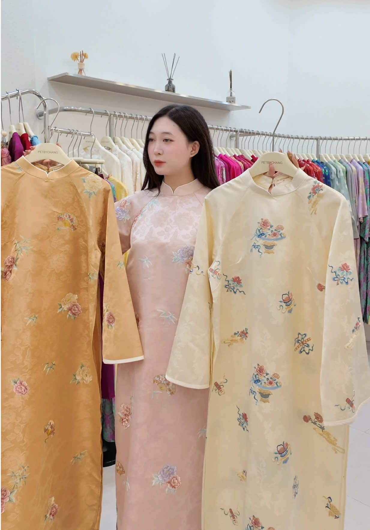 Gấm visco lên áo dài đẹp xuất sắc #xuhuongtiktok #reviewlamdep #vayralvideo #aodai #aodaitet 