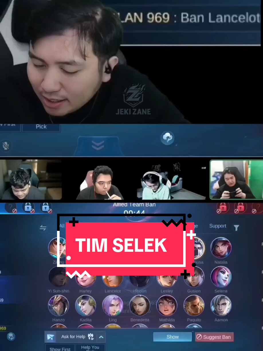 Tim selek Malah ban lancelot 🤣🤣 Budi budi 🤣🤣 #baloyskie #rrqr7tatsumaki #btrp #mobilelegends #sutsujin 