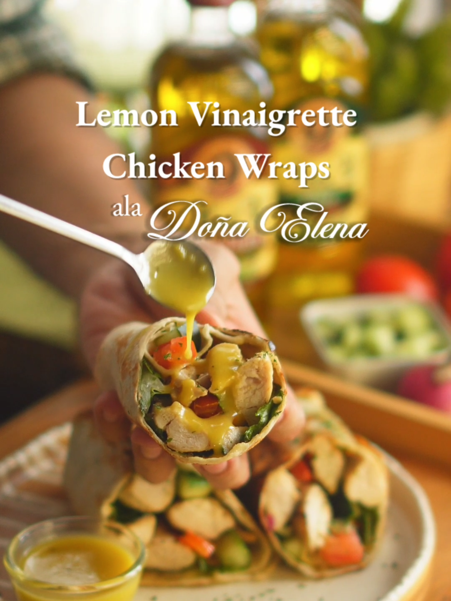Tangy, tasty, and ready in minutes! This Lemon Vinaigrette Chicken Wrap is bursting with protein, fresh veggies, and flavor — the perfect quick fix for Cuisineras on the go. 📷📷 #FeastLikeADoñaCookWithDoñaElena #DoñaElena