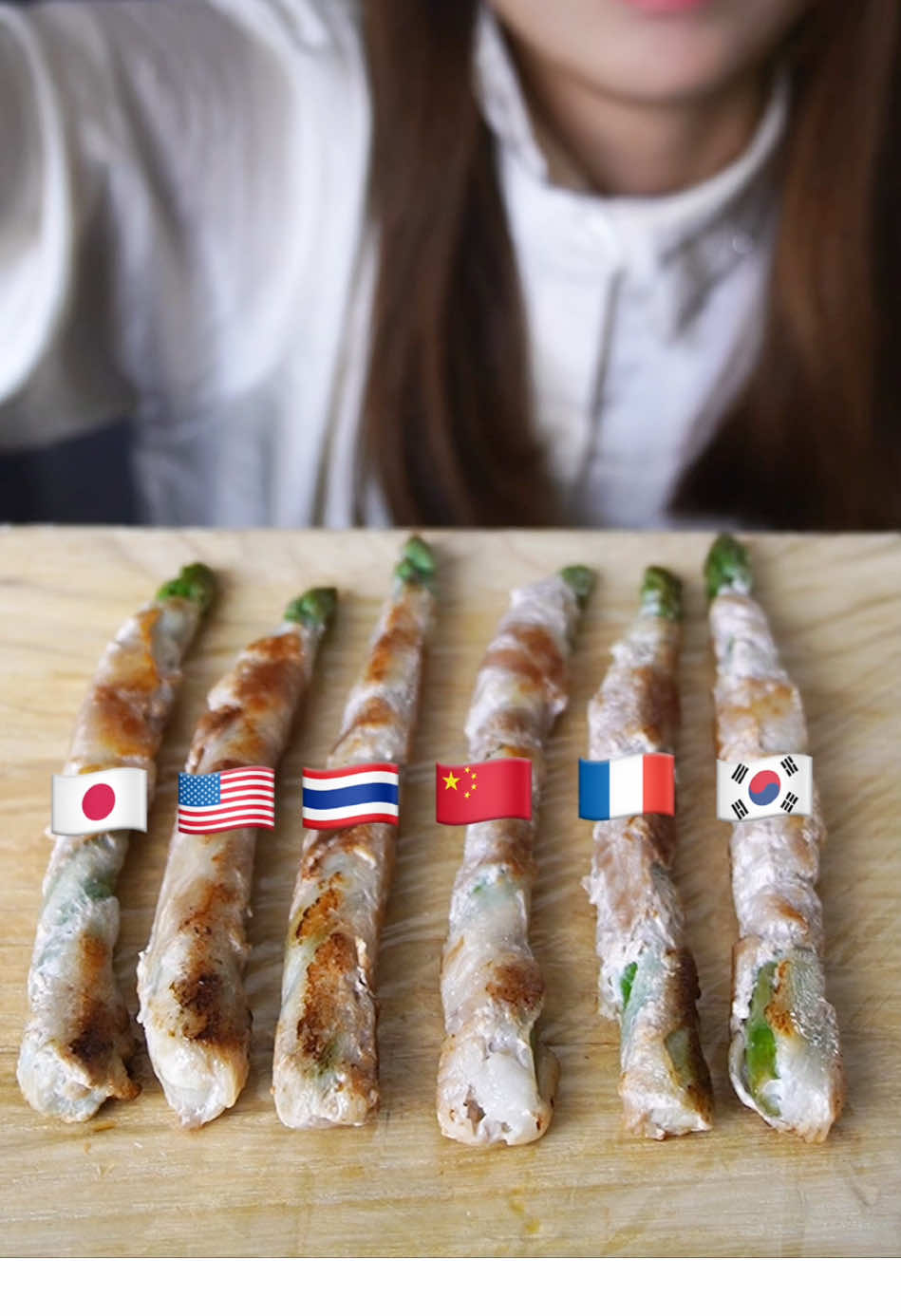 アスパラの肉巻き食べ比べ🍖 #asmr #食べ比べ #mukbang 