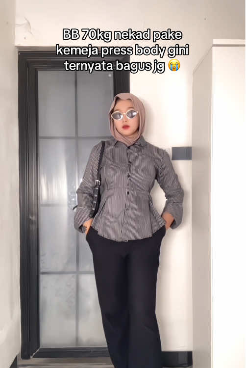 Badan besar mau tampil 🤣🤭 #fyp #kemejastrip #kemejawanita #kemejamurah 