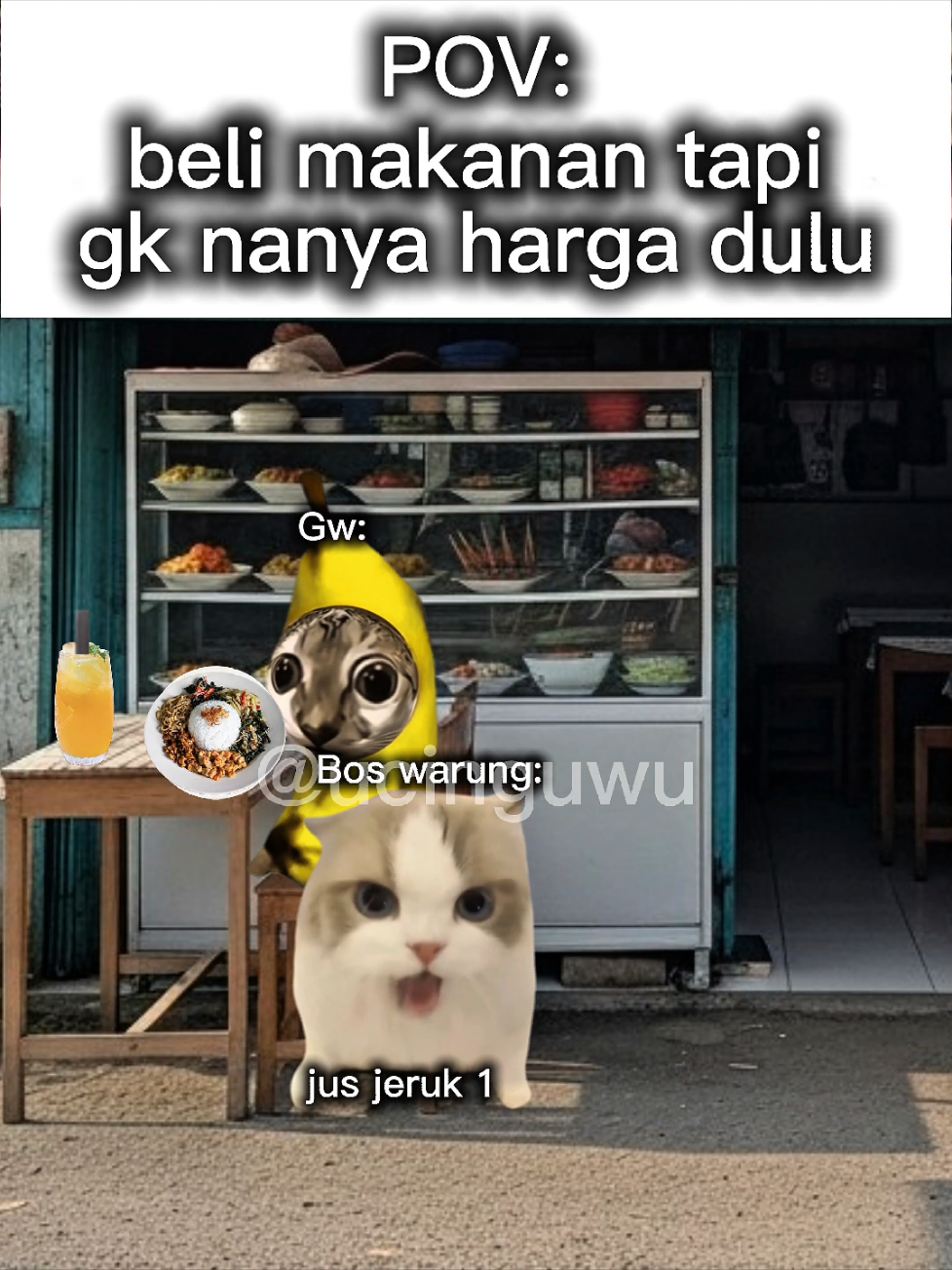 Beli makanan tapi gk nanya harganya dulu #memekucing #memengakak #memeindonesia #memelucu #memetiktok 