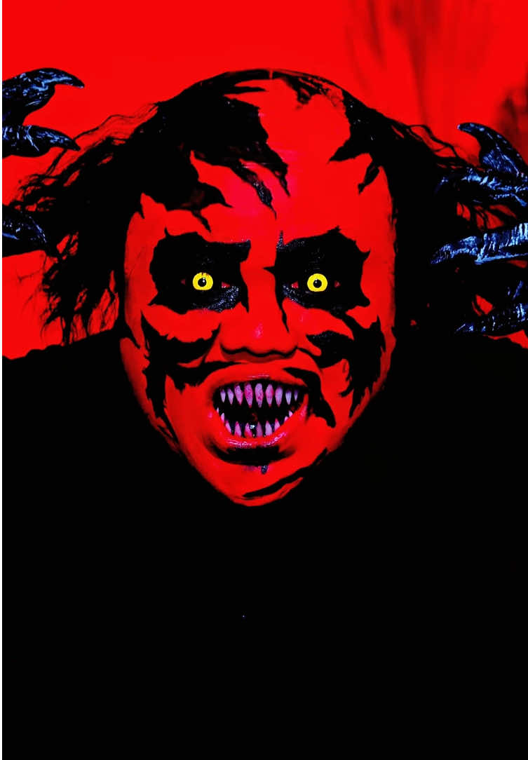 Happy Halloween - The red demon face👹#makeup #sfx #halloween #makeuptransformation 