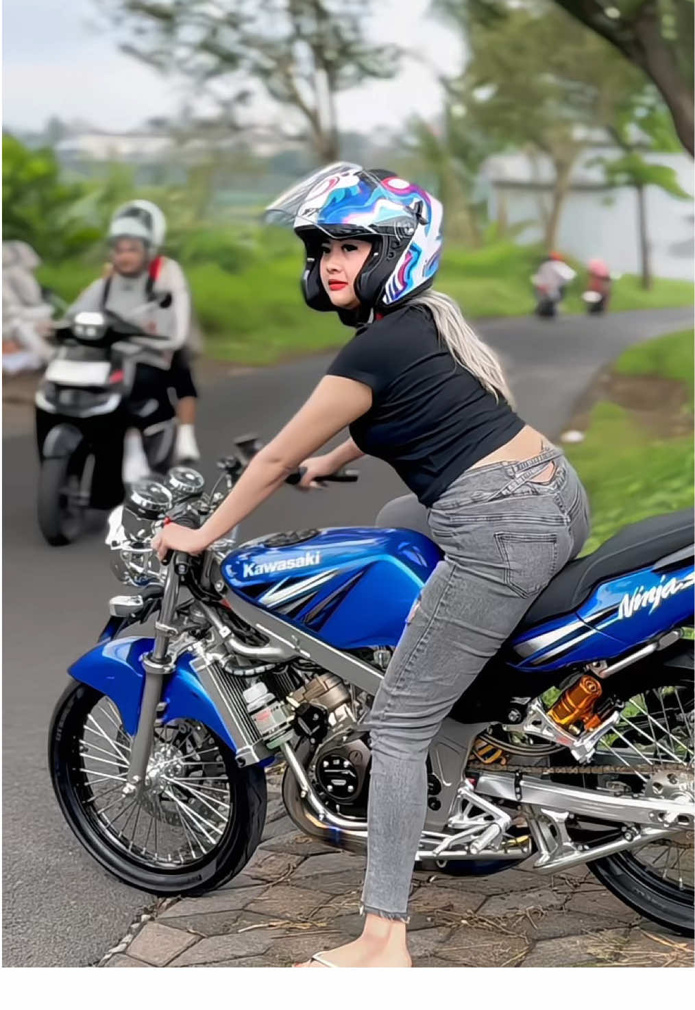 Mak ninja mak 🥲 helm @JPX HELMET  #twostroke #ninja #2tak 