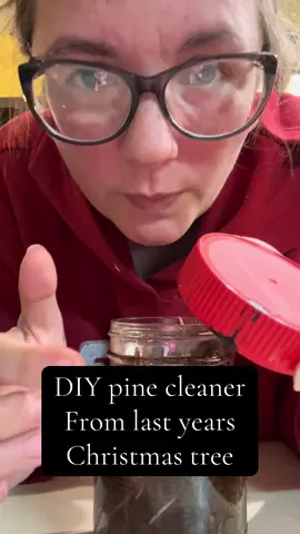 DIY pine cleaner from Christmas tree trimmings  I’ve also done this with needles from my white pines in my yard #pinecleaner #realchristmastree #christmas #DIY #homemade