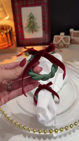 EVERYTHING IN MY AMZN. DIY wreath napkin rings.  Directions: * Roll out your air dry Clay as thin as you’d like * Twist 2 of them together * Cut to the size of choice * Attach the ends together * Use water to smooth out the cracks * Let dry (mine took 24hrs)  * Paint or keep white * Add a bow ***make sure your rings are big enough to fit the napkin so they don’t break when you’re shoving the napkin through the ring #DIYChristmas #christmascrafts #crafting #christmas 