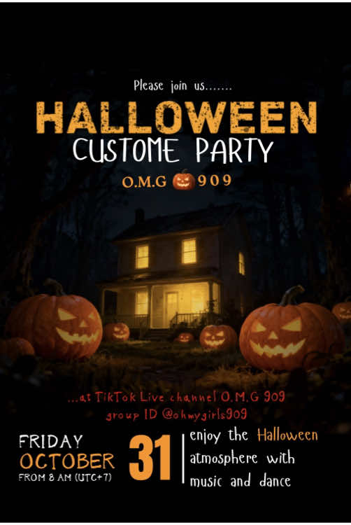 🎃 Happy Halloween 2025! 👻 🕘 Time: October 31, 2025 – starting at 9:00 AM 🕹️ OMG💋909 Hello everyone! Tomorrow is Halloween – a day full of spooky fun, creativity, and excitement! 🎃 💀 On this day, we usually: 🕸️ Dress up in costumes — from ghosts and monsters to favorite characters. 🍬 Go “trick-or-treating” and collect candies from neighbors. 🕯️ Decorate their homes with pumpkins, lanterns, and spooky designs. Let’s celebrate Halloween together with fun, laughter, and creativity! Don’t forget to share your costume photos with everyone — the more unique and spooky, the better! 🧙‍♀️🧛‍♂️ 🎉 Wishing you a fun and unforgettable Halloween 2025! 🎉