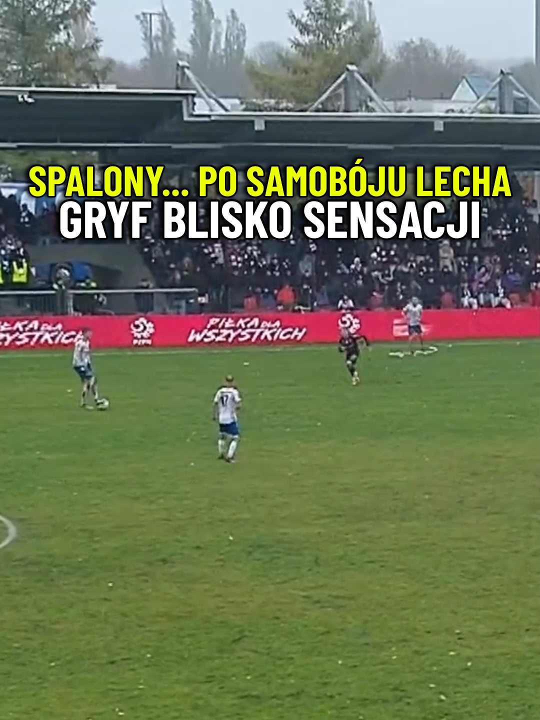 𝐂𝐎 𝐙𝐀 𝐏𝐄𝐂𝐇 𝐆𝐑𝐘𝐅𝐀! Piłkarz Lecha Poznań trafia w samej końcówce meczu do własnej bramki, euforia na trybunach w Słupsku... ale sędzia nie uznaje gola. #gol #pilkanozna #lechpoznan #gryf #pucharpolski