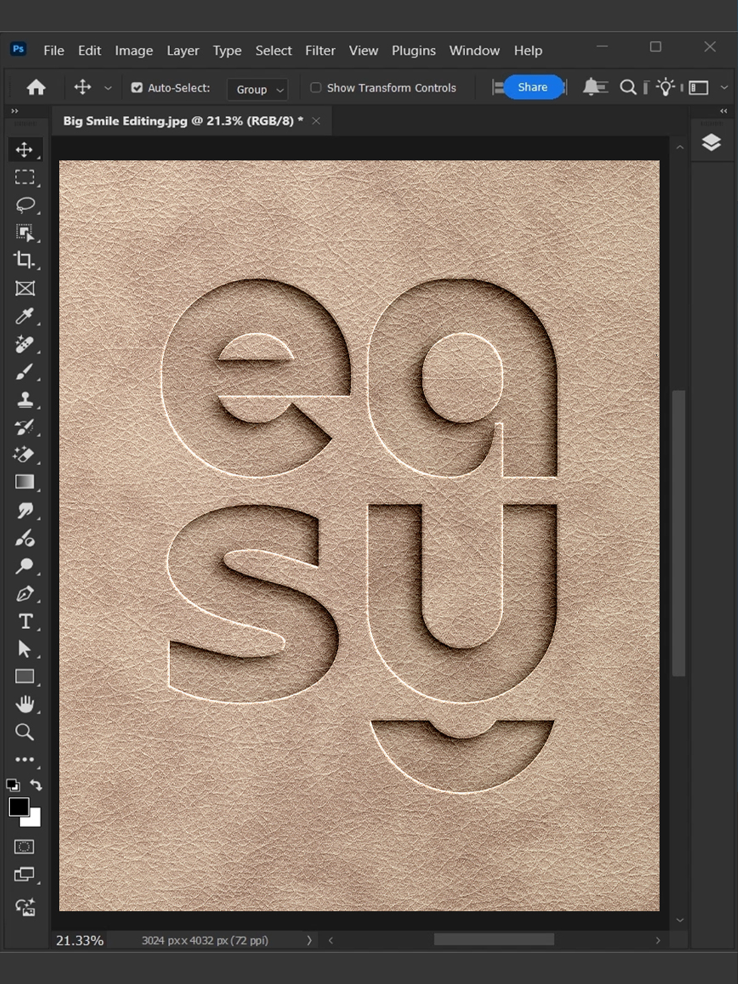 Create Editable Leather Cutout Effects for Text and Logos in Photoshop! #BigSmileEditing