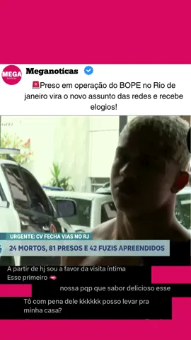 Durante uma megaoperação policial nos complexos da Penha e do Alemão, equipes do BOPE e da Polícia Civil realizaram ações contra o tráfico na região. Um dos suspeitos foi preso e acabou chamando atenção nas redes sociais pelo seu visual, gerando muitos comentários e elogios 👀 As investigações seguem em andamento. #MegaOperação #RioDeJaneiro #Noticias #Atualizações #FofocasDaSemana