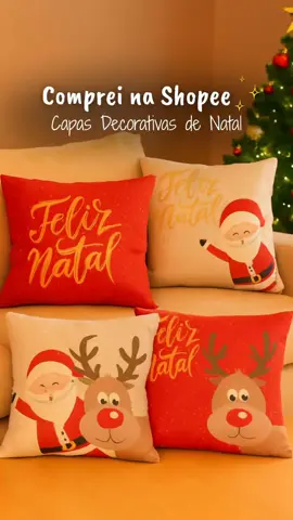 🎄🎁 Link na Bio 🎄🎁 44 - Kit com 4 capas para almofadas Decorativa 🌟Olha só o que eu comprei na Shopee! 🎁🎄 Transforme a sua casa para o Natal rapidinho com essas capas de almofada decorativas INCRÍVEIS! 😍 Elas deixaram meu sofá super aconchegante e no clima natalino. 👉 Quer o link? Comenta 