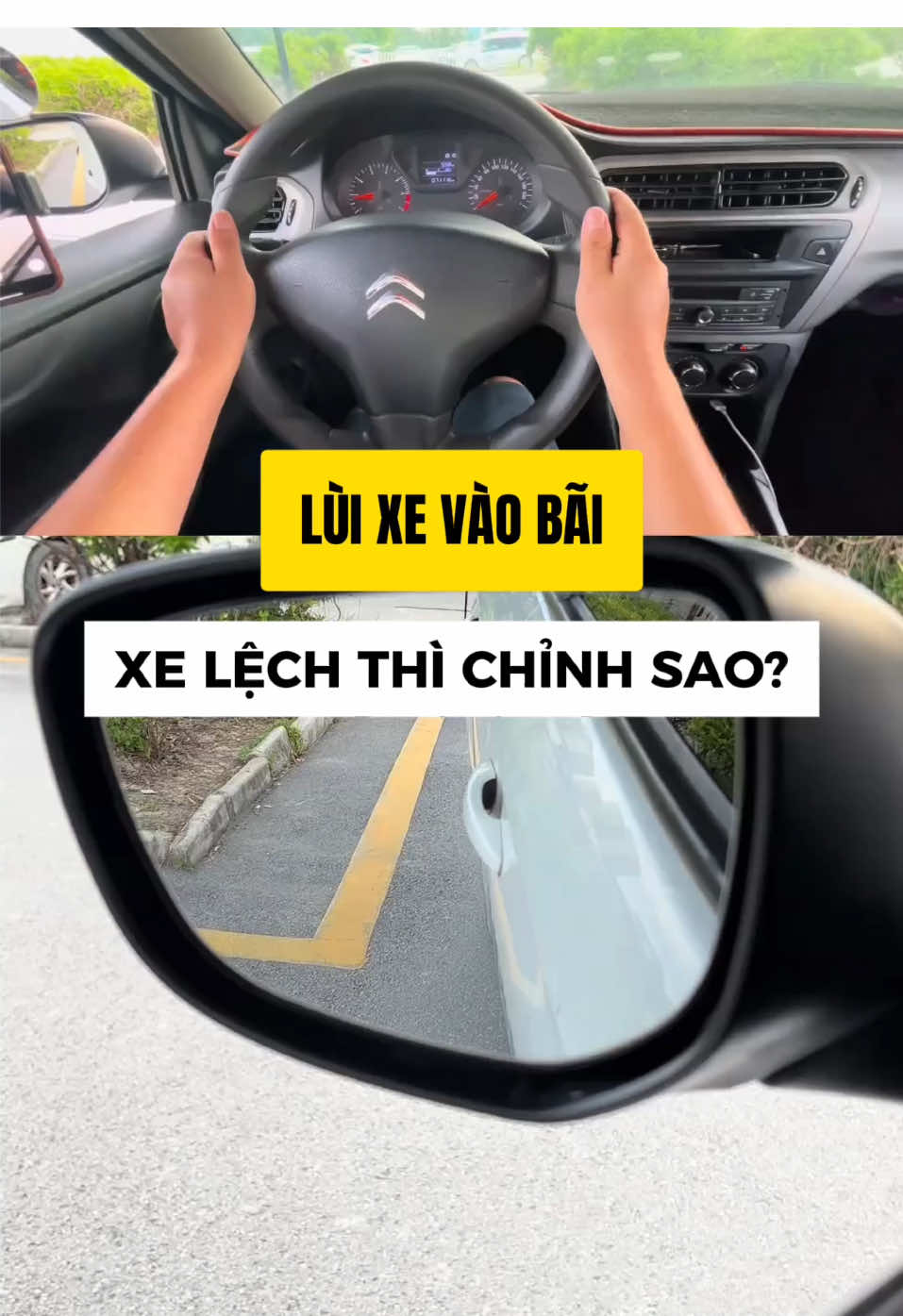 Cách chỉnh xe bị lệch khi lùi vào bãi 😎🚗 #mexe #xeyeureview #kienthucoto #hoclaixeoto 