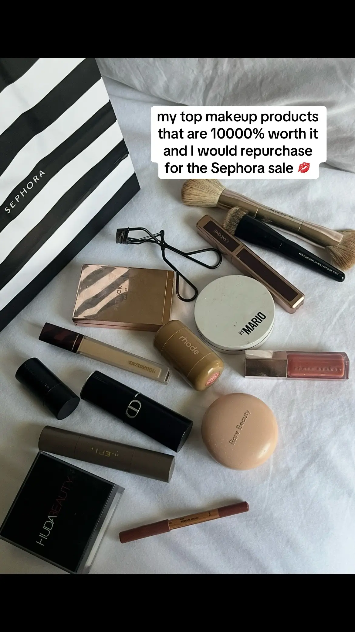 my most used products that I would recommend  for the Sephora sale that I would repurchase time and time again!!!  I added everything to my sephora storefront, along with my top gift set picks, so I would appreciate it so much if you could check it out there if I inspired you to try anything!!! 💕 Sephora sale giveaway ends tonight! Enter in my last post for a chance to win a Sephora gift card + my 20% rouge code!!  comment below what your holy grail products are that you would repurchase 💋 #sephorasale #sephoramusthaves #makeuprecomendation #sephorafavorites  @rhode skin @Diorbeauty @Summer Fridays @MakeUpForEverUSA @Westman-Atelier @Hourglass Cosmetics @Lancôme @Patrick Ta Beauty @Fenty Beauty @sephora @YSL Beauty @makeupbymario @Rare Beauty @KVD Vegan Beauty @ONE SIZE BEAUTY @MERIT Beauty @Armani beauty @Huda Beauty 