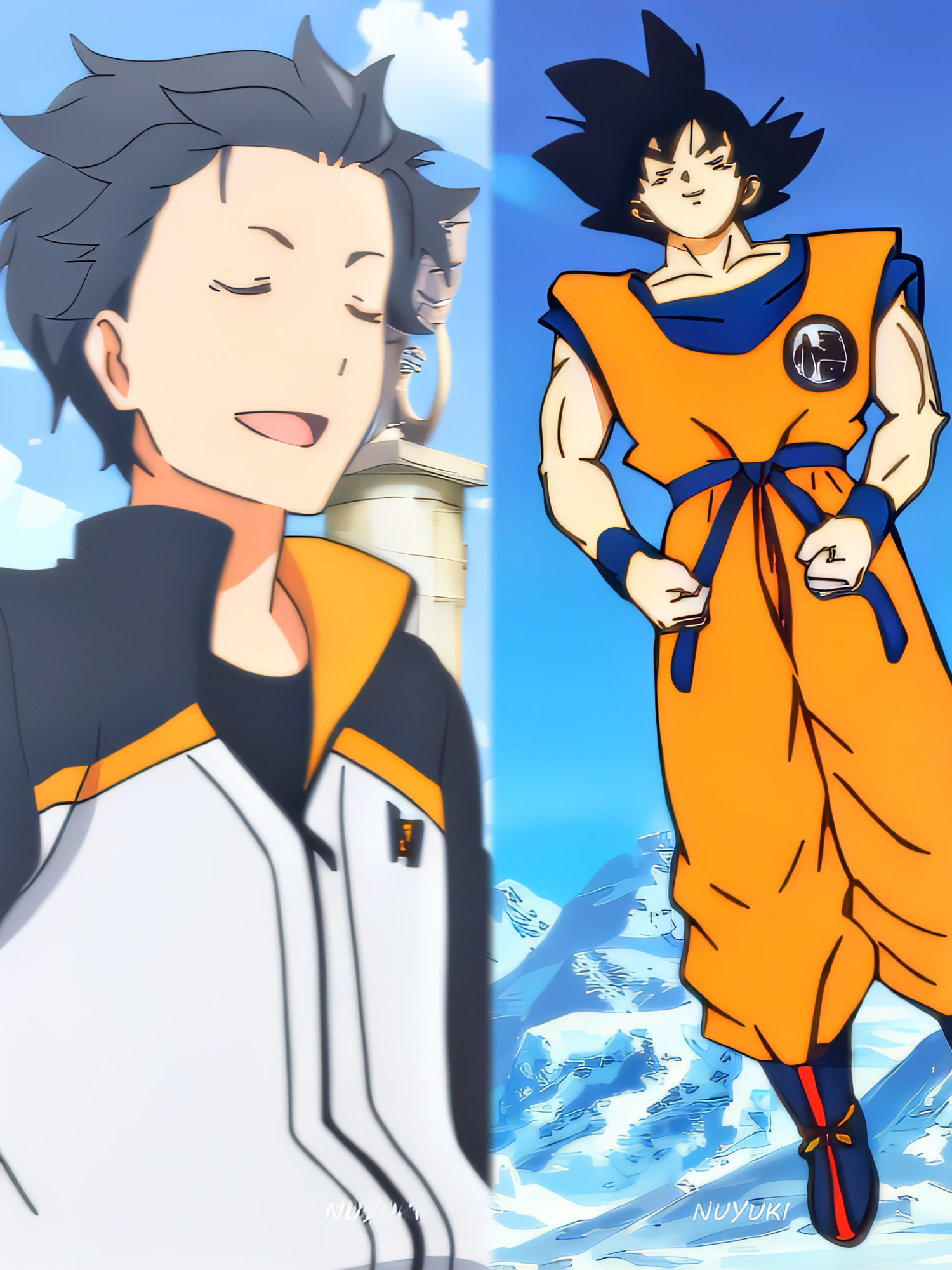 subaru and goku are doing the same warm-up😳 (2 goat🐐) #subaru #rezero #goku #dragonball