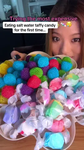 Trying the most expensive salt water taffy… which flavor would you try? #food #eating #candy #mukbang #asmr 
