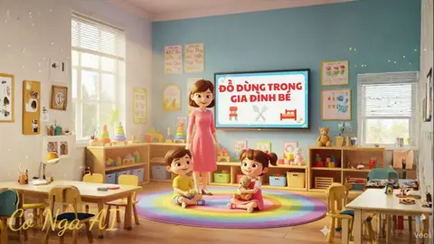 chủ đề gia đình một số đồ dùng trong gia đình bé #ai #mầmnon #xuhuong #tiktok 