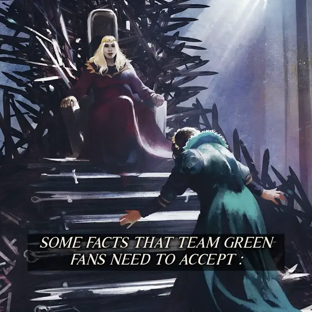 I don’t care if people want to disagree these are actual facts. Especially number 9, because let’s be real, dragons were already killed during the war. And yet people act like the Dragonpit incident was the sole reason for their extinction, and that Rhaenyra was to blame? No, that’s just not how it happened and even if Rhaenyra had been able to save them from that incident, they would’ve ended up dying in the war anyway. There are plenty more facts I could’ve listed, but it would’ve gotten way too long. (arts belong to their owner) ★ — #teamblack #teamgreen #asoiaf #fyp #viral 