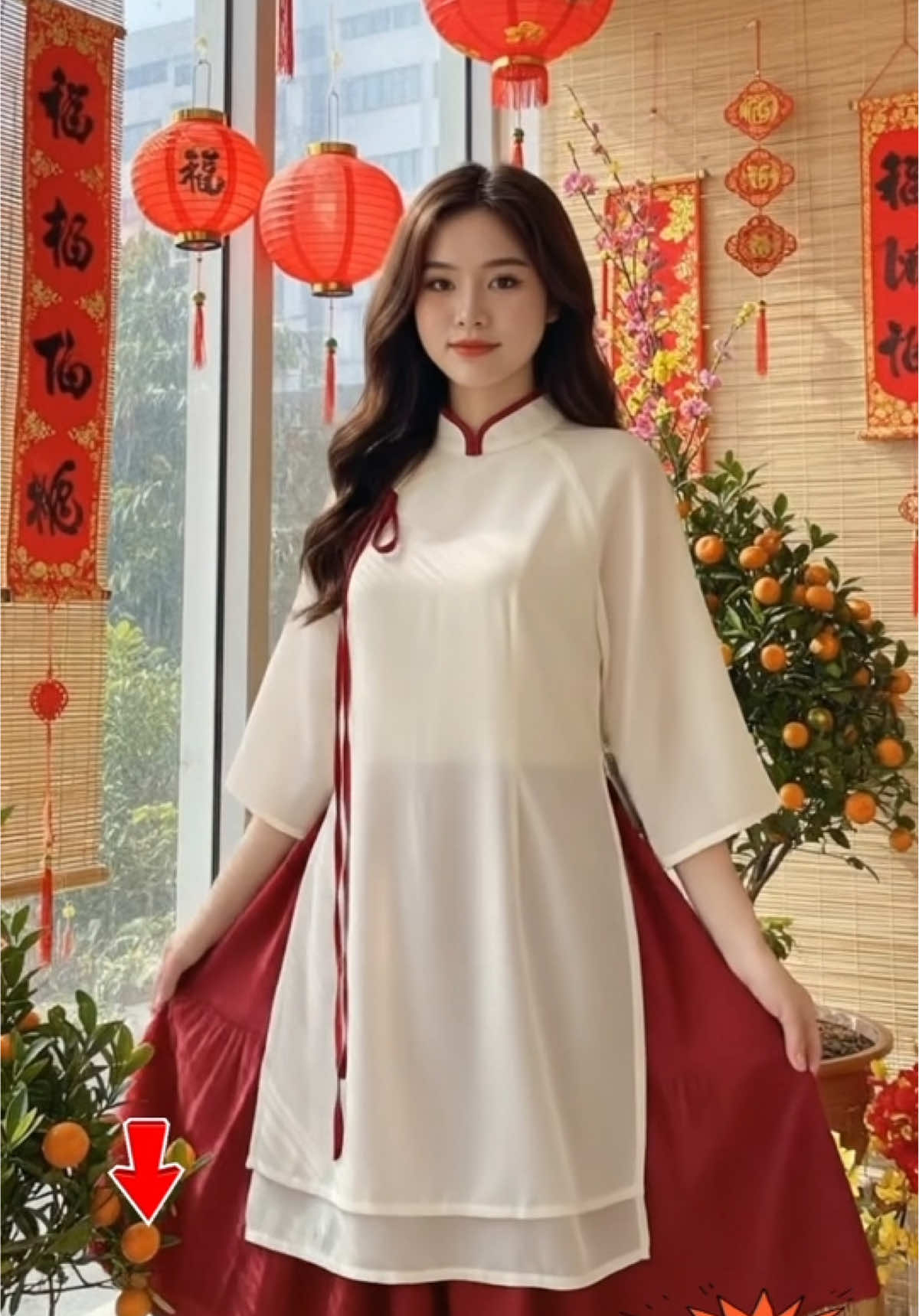 Set váy cách tân , áo xẻ vạt + chân váy đỏ #thoitrang #thoitrangnu #đâmxinh #style #quanao 