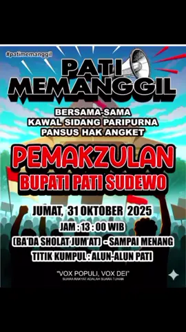 Semoga demo besok tidak ada tindakan yang anarkis dari semua pihak terkhusus buat semua warga Pati 🤲🤲 #patibumiminatani_jateng  #demopati31oktober2025  #fypシ  #pemakzulanbupatisudewo 
