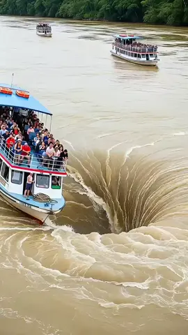 Tourist Boat Trapped in Powerful River Whirlpool