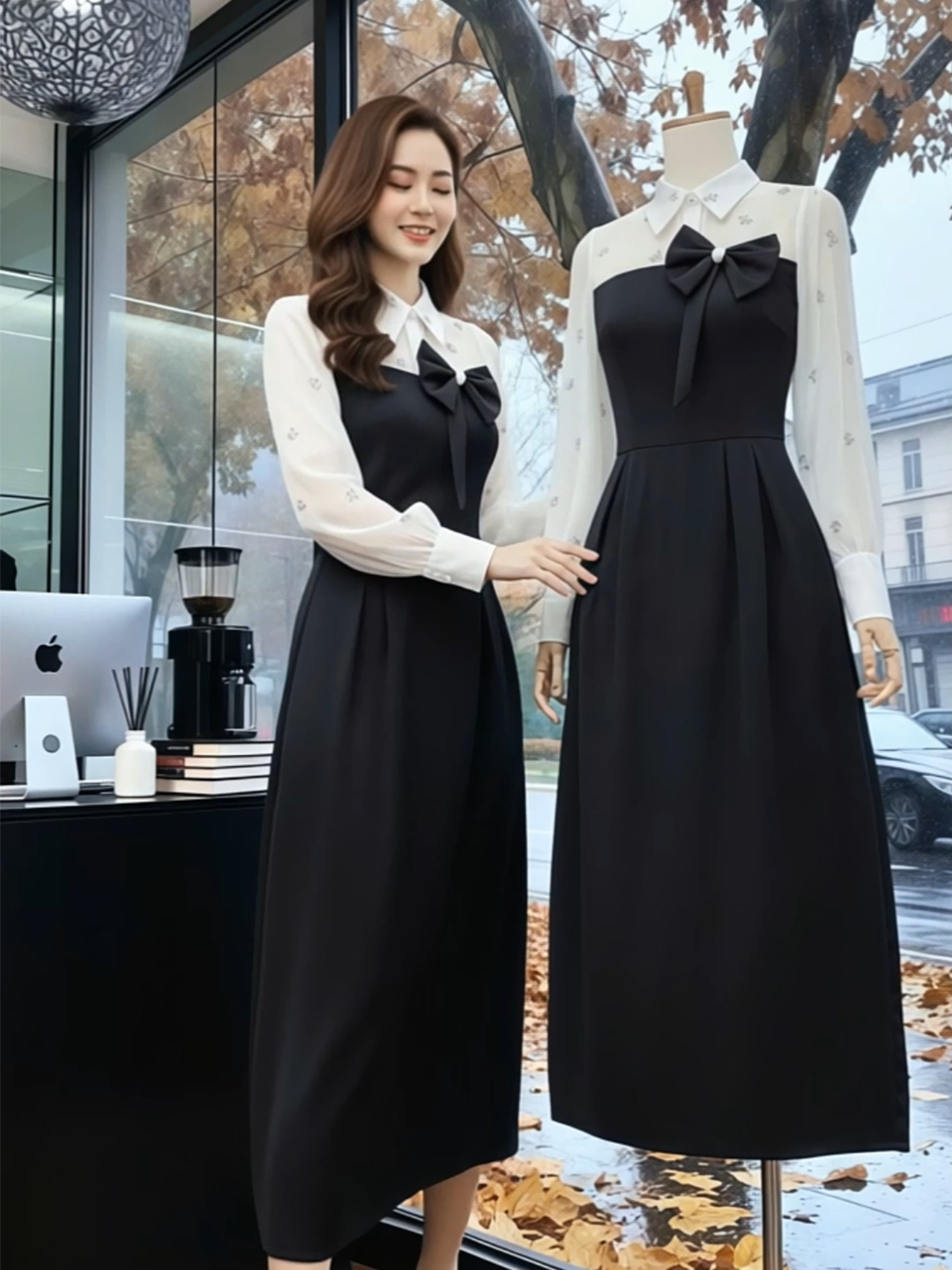 Váy đen trắng có nơ lịch sự nổi bật 🖤🤍 Không nhàm chán! Chị em vào giỏ hàng xem thêm nha #vayxinh #vay #vaytiec