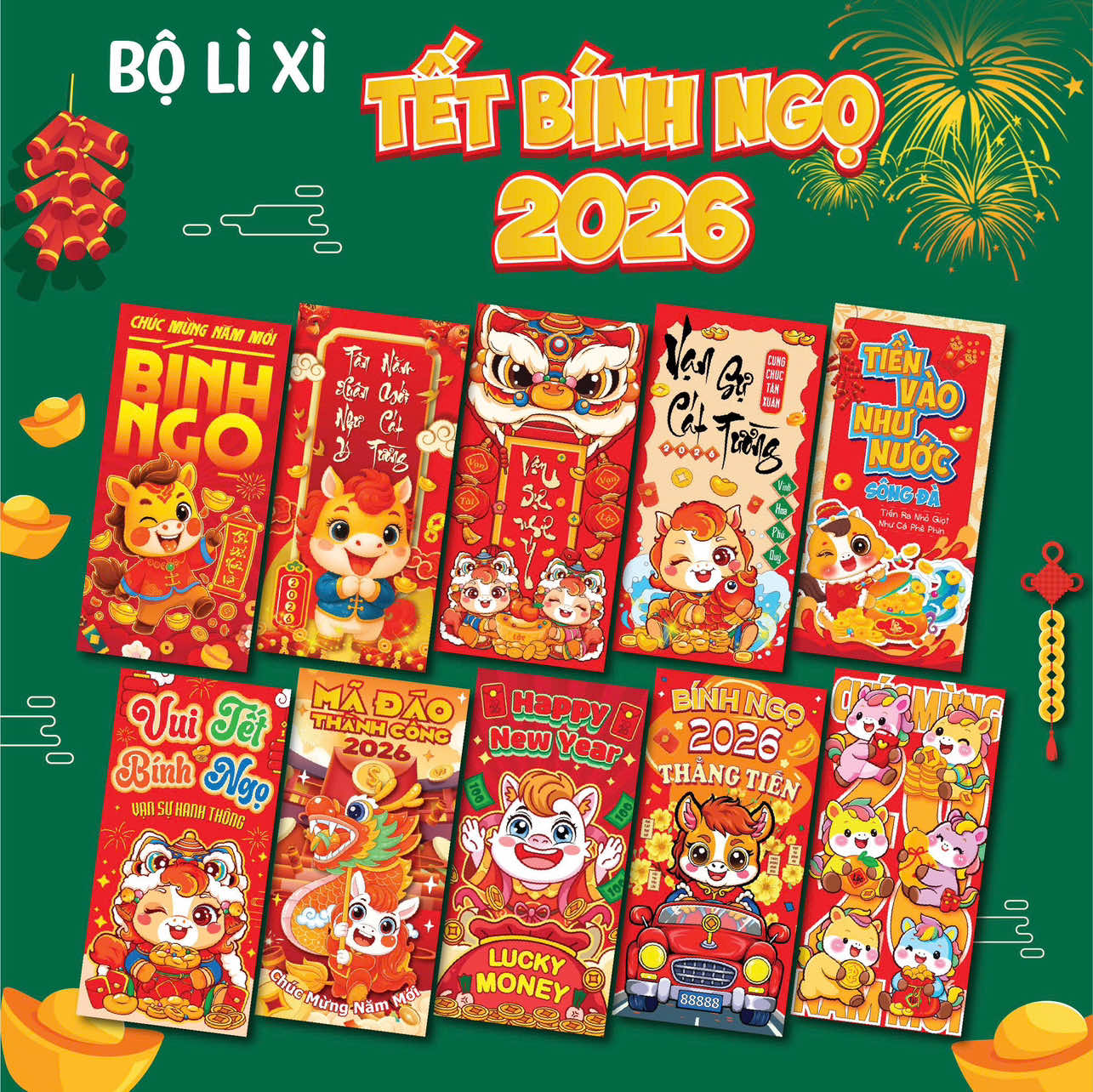 Bộ lì xì tết Bính Ngọ 2026 cực kỳ đẹp 😍😍😍 #lixi #baolixitet #lixitet2026 #phongbaolixi #xunghuong 
