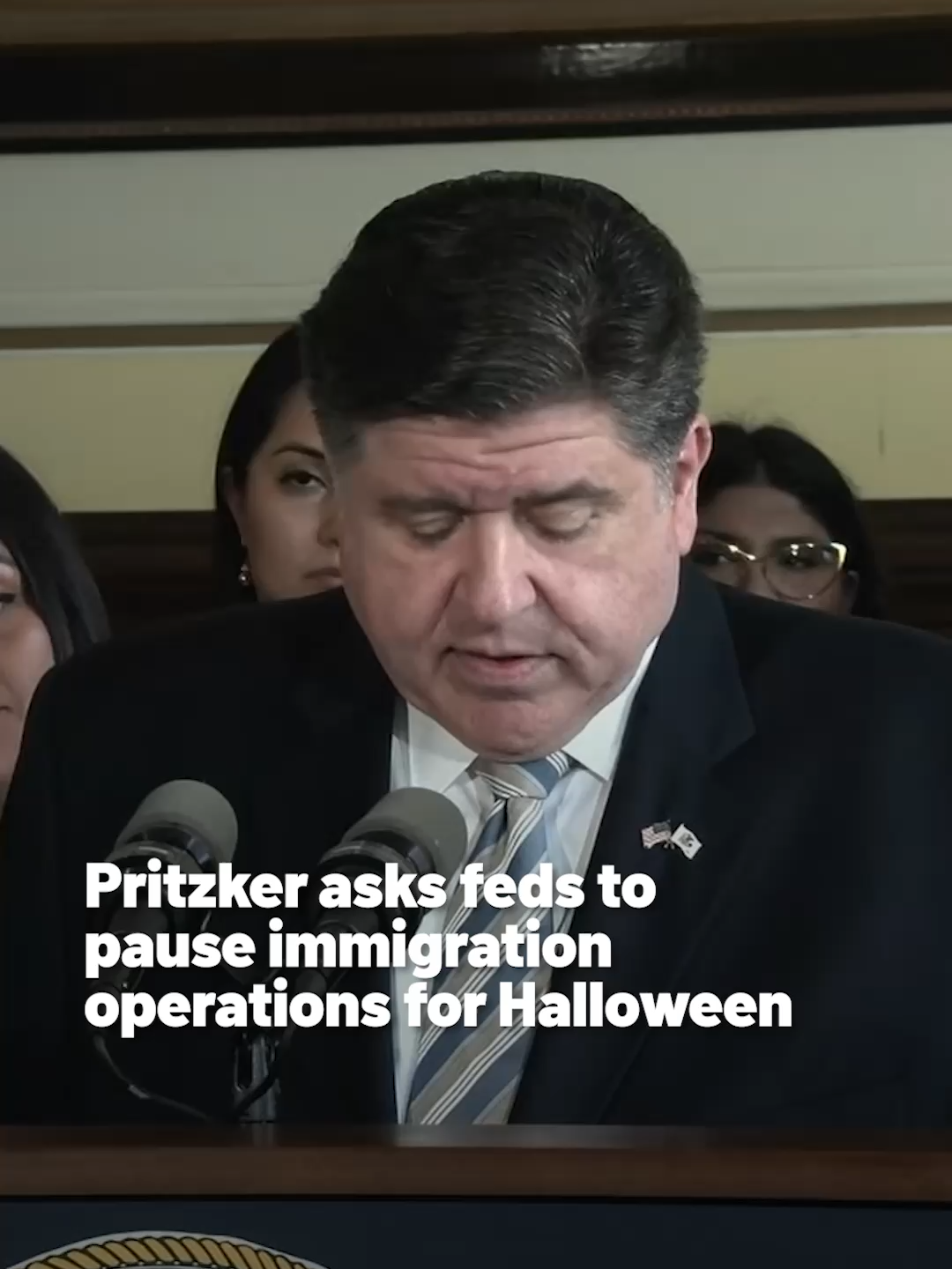 Illinois Governor J.B. Pritzker asked the Department of Homeland Security to pause immigration operations in the Chicago area over the Halloween weekend -- both in a press conference and a written letter obtained by NBC Chicago. The governor's request comes amid a controversial ramp-up of federal immigration operations in the Chicago area called 