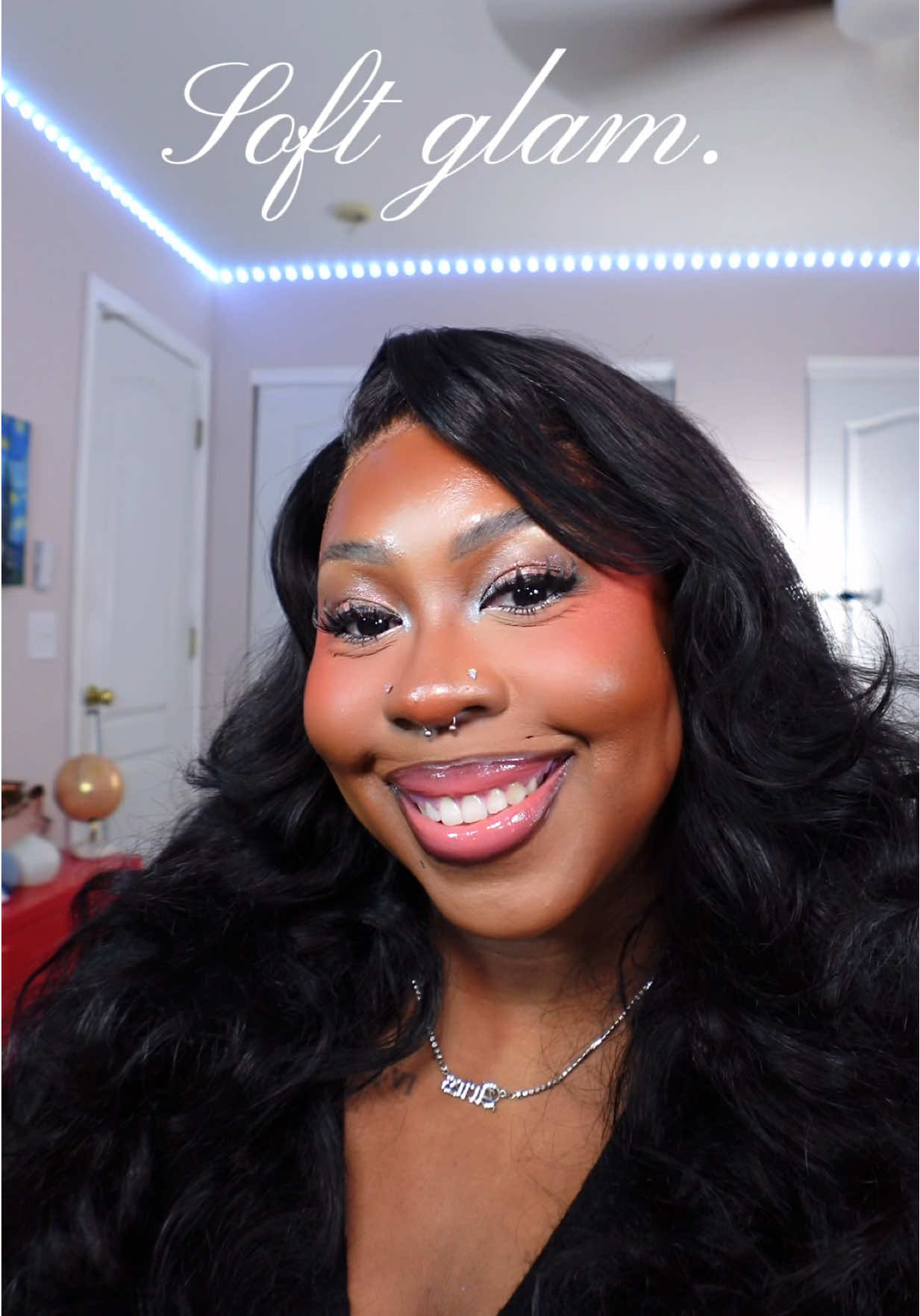 Replying to @Danii🧚🏽‍♀️💗 full soft glam look ✨  Products: @DanessaMyricksBeauty Duo 2 Colorfix Stix  @Maybelline NY Grippy primer  @🇺🇸MADEBYMITCHELL🇺🇸 Deep Curve case @Huda Beauty Papaya color corrector / strawberry cream / watermelon pop blush / peach pie setting powder / cookie dough concealer  @LYS Beauty DN5 foundation stick / strength finishing powder  @Lancôme 470N concealer  @Charlotte Tilbury Medium 2 pressed powder / Matte setting powder  @Haus Labs French Rosette blush  @Morphe Cosmetics Sky-Fi eyeshadow palette  @NYX Professional Makeup Double Dose lip liner  @Anastasia Beverly Hills Peach Bud lipstick  @SACHEU Beauty US Bunny tongue gloss #creatorsearchinsights #blackgirlmakeup #BeautyTok #softglam #makeuptutorial 