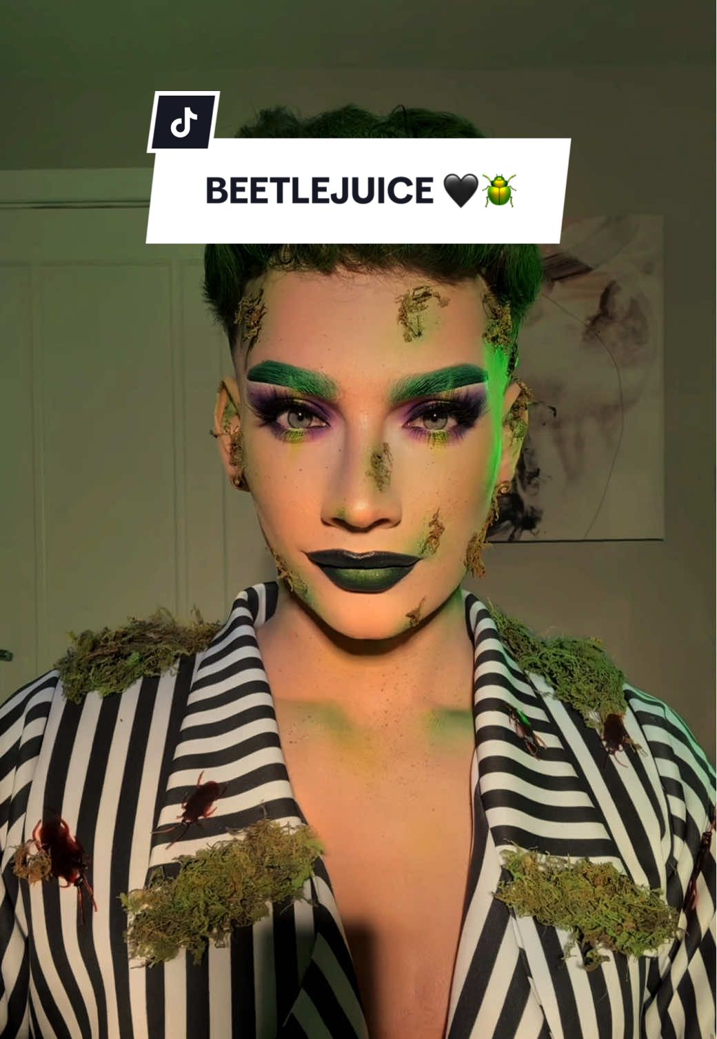 Replying to @Olivia102🌺🧁🍒🪩🎀 BEETLEJUICEEE for Abbyween 2025 🖤🪲 @Abby Roberts #beetlejuice #halloween #halloweenmakeup #halloweentransition 