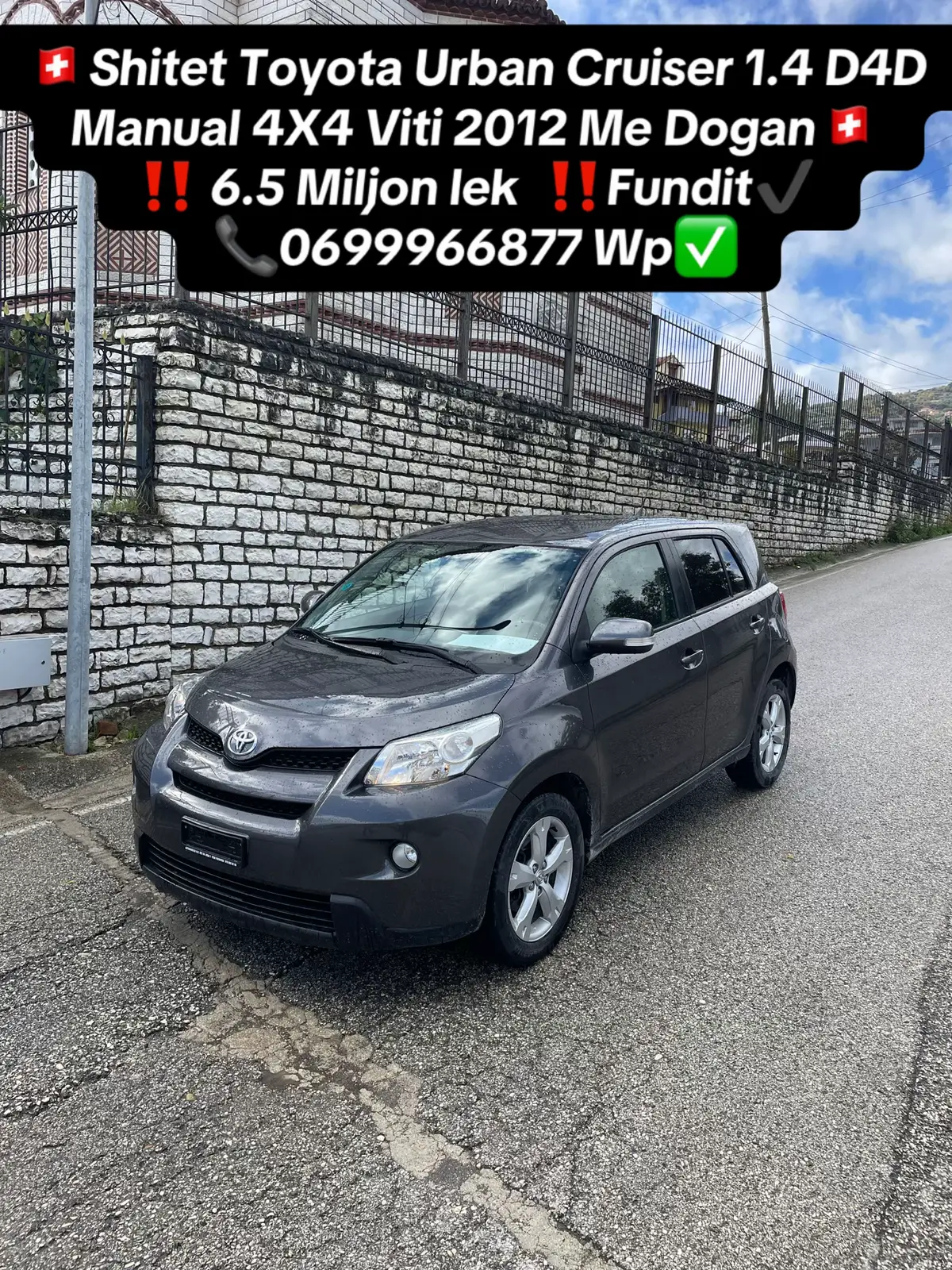 🇨🇭Shitet Toyota Urban Cruiser 1.4 D4D Manual 4X4 Viti 2012 Me Dogan🇨🇭 ‼️ 6.5 Miljon lek  ‼️Fundit✔️ 📞0699966877 Wp✅