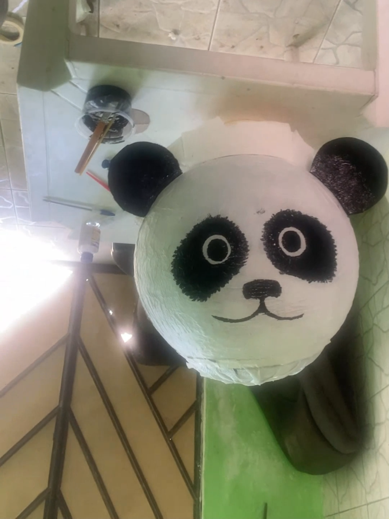 Cabeça de Panda de papel - tutorial (técnica papietagem)  #mascara #escultura #mascara #mascaradepanda #artesanato ##artesanatocompapel #papelmache
