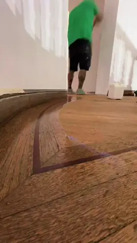 Coat master on an Easy Prime solo coat ✨ Two coats of Loba Duo 2k extra matte coming next 💃🏻 #hardwoodfloors #topnailfloors #refinish #restoration #oldhome 