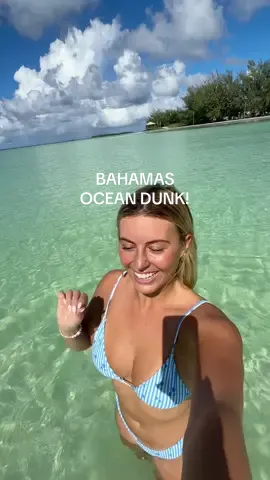 first ocean dunk back in the Bahamas and I cannot believe how warm it is!! 🫶🏼 @Honey Swim 