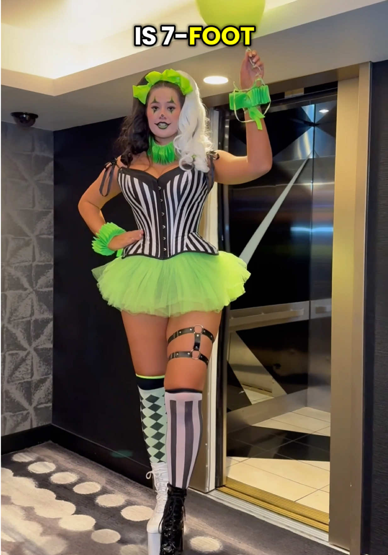 a 7’0 tall clown is actually insane #tallgirl #cosplay #costume #tall #funny 