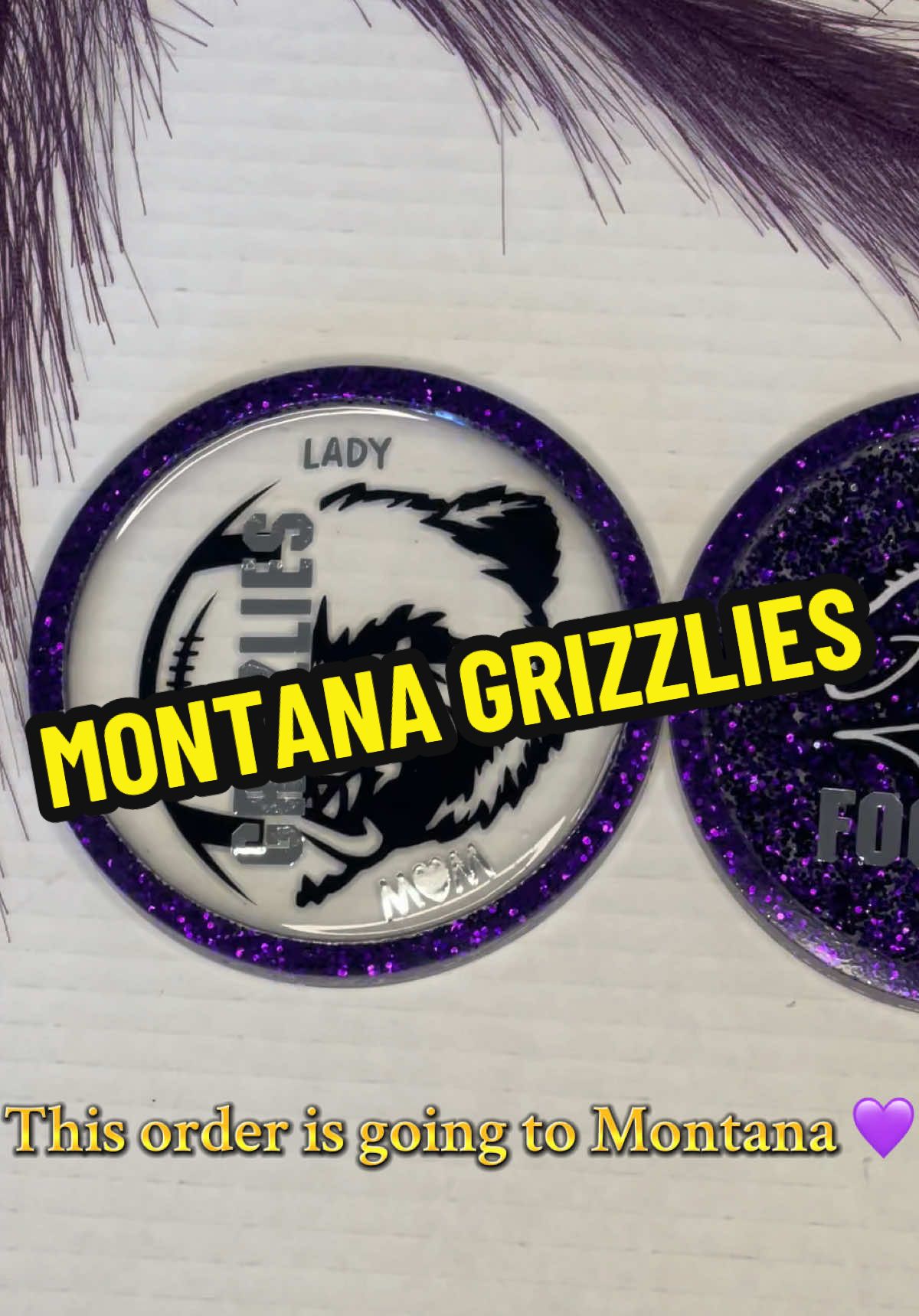 Custom #montana #grizzlies #resin coasters ready to be #shipped 💜 @LET'S RESIN 