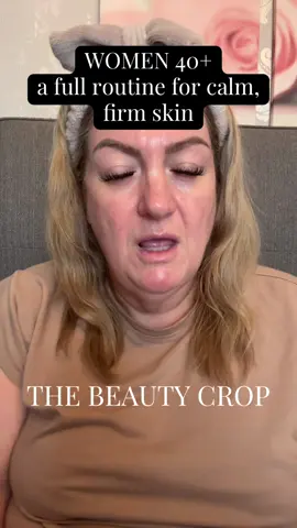 Full daily routine for women 40+ — cleanse, mist, tone, barrier balm for hydrated, firm, calm skin. #over40skincare #matureskin #peptideroutine #thebeautycrop #tiktokmademebuyit 