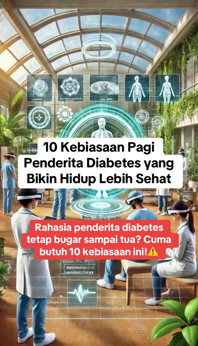 Pagi hari adalah waktu terbaik untuk mengatur ritme tubuh dan menyeimbangkan kadar gula darah. 🌞 Tapi tahu nggak? Banyak penderita diabetes yang justru memulai harinya dengan kebiasaan salah — sarapan tergesa, minum kopi manis, atau langsung duduk tanpa aktivitas. Padahal, kalau kamu ubah sedikit rutinitas pagimu, efeknya bisa luar biasa untuk gula darah dan energi sepanjang hari 💚 Berikut 10 kebiasaan pagi sederhana tapi ampuh untuk penderita diabetes: ⸻ 1️⃣ Bangun lebih awal (sebelum jam 6 pagi) Membantu tubuh beradaptasi dengan cahaya alami dan memperbaiki metabolisme. 2️⃣ Minum segelas air hangat setelah bangun Membantu detoks alami dan memperlancar sirkulasi darah. 3️⃣ Lakukan peregangan ringan atau jalan santai 10–15 menit Gerakan kecil di pagi hari bantu otot menyerap gula darah lebih efisien. 4️⃣ Hindari sarapan manis berlebihan Pilih menu tinggi serat seperti oatmeal, telur rebus, atau sayuran kukus. 5️⃣ Konsumsi protein di pagi hari Protein bantu mengontrol nafsu makan dan mencegah lonjakan gula darah. 6️⃣ Jangan skip sarapan! Melewatkan sarapan justru bisa membuat gula darahmu tidak stabil. 7️⃣ Luangkan waktu 5 menit untuk relaksasi atau doa Mengatur stres sejak pagi bantu menurunkan hormon kortisol yang memicu gula darah naik. 8️⃣ Pantau gula darahmu secara rutin Catat hasilnya agar tahu pola tubuhmu. 🔟 Mulai hari dengan pikiran positif! Ketenangan dan semangat pagi sangat berpengaruh pada kesehatan tubuhmu sepanjang hari. 🌿 ⸻ ✨ Yuk ubah rutinitas pagimu jadi lebih sehat mulai besok! 💚 DM kami untuk konsultasi gratis tentang cara menjaga gula darah dengan gaya hidup alami. ⸻ #PagiSehat #DiabetesAwareness #CegahDiabetes #PagiSehat #CekGulaDarah        